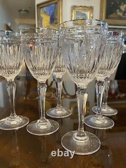 Set 6 Vtg Waterford Marquis Hanover Platinum Wine Glasses 7 5/8 Signed