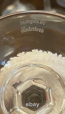 Set 6 Vtg Waterford Marquis Hanover Platinum Wine Glasses 7 5/8 Signed