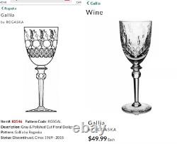 Set 7 Vintage ROGASKA Gallia Crystal Glass 7.75 Tall White Wine Glasses 8 oz