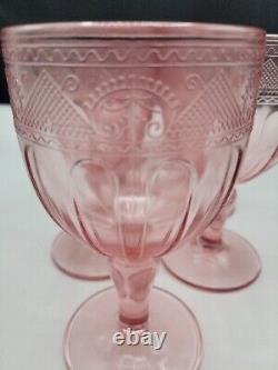 Set/ 8 Pink Ralph Lauren Wine Goblets Glasses Vintage Retired Collectible Rare