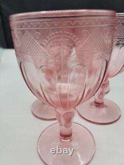 Set/ 8 Pink Ralph Lauren Wine Goblets Glasses Vintage Retired Collectible Rare