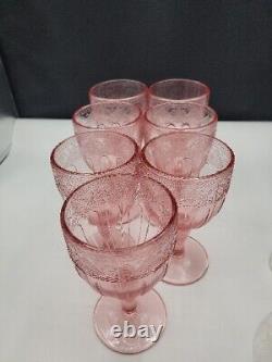 Set/ 8 Pink Ralph Lauren Wine Goblets Glasses Vintage Retired Collectible Rare