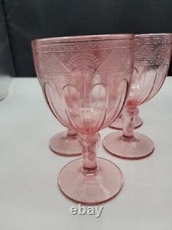 Set/ 8 Pink Ralph Lauren Wine Goblets Glasses Vintage Retired Collectible Rare