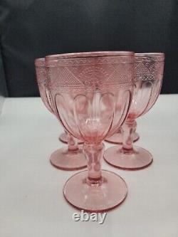 Set/ 8 Pink Ralph Lauren Wine Goblets Glasses Vintage Retired Collectible Rare