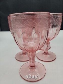 Set/ 8 Pink Ralph Lauren Wine Goblets Glasses Vintage Retired Collectible Rare