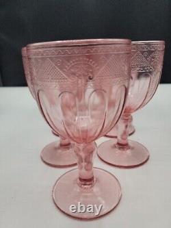 Set/ 8 Pink Ralph Lauren Wine Goblets Glasses Vintage Retired Collectible Rare
