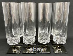Set 8 Vintage Rosenthal Crystal Linear Smoke Glassware 9 White Wine Glasses