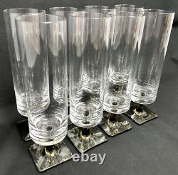 Set 8 Vintage Rosenthal Crystal Linear Smoke Glassware 9 White Wine Glasses