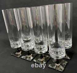 Set 8 Vintage Rosenthal Crystal Linear Smoke Glassware 9 White Wine Glasses