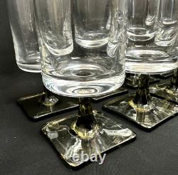 Set 8 Vintage Rosenthal Crystal Linear Smoke Glassware 9 White Wine Glasses