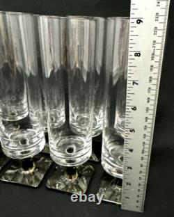 Set 8 Vintage Rosenthal Crystal Linear Smoke Glassware 9 White Wine Glasses