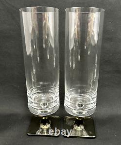 Set 8 Vintage Rosenthal Crystal Linear Smoke Glassware 9 White Wine Glasses