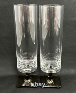 Set 8 Vintage Rosenthal Crystal Linear Smoke Glassware 9 White Wine Glasses