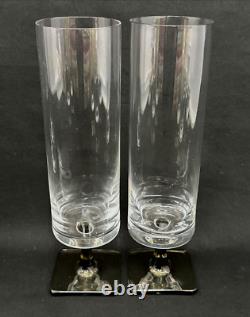 Set 8 Vintage Rosenthal Crystal Linear Smoke Glassware 9 White Wine Glasses