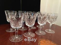 Set 8 Vintage WATERFORD CRYSTAL Lismore Pattern 3 oz Port Dessert Wine Glasses