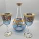 Set J Preziosi Lavorato A Mano Italy Wine Carafee 2+ Glasses Blue Gold Vintage