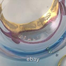 Set J Preziosi Lavorato A Mano Italy Wine Carafee 2+ Glasses Blue Gold Vintage