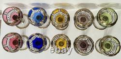 Set OF 10 VINTAGE MOSER BOHEMIAN CABOCHON CRYSTAL WINE GLASSES