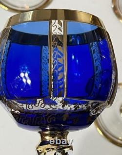 Set OF 10 VINTAGE MOSER BOHEMIAN CABOCHON CRYSTAL WINE GLASSES