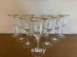 Set Of 10 Vintage Lenox Hayworth Crystal Wine Glasses 6 5/8 Gold Rim