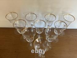 Set Of 10 Vintage Lenox Hayworth Crystal Wine Glasses 6 5/8 Gold Rim