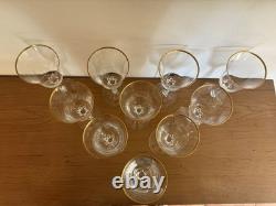 Set Of 10 Vintage Lenox Hayworth Crystal Wine Glasses 6 5/8 Gold Rim