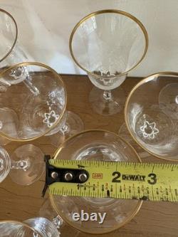 Set Of 10 Vintage Lenox Hayworth Crystal Wine Glasses 6 5/8 Gold Rim