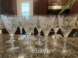 Set Of 11 Vintage FOSTORIA Chintz 7 5/8 Inch Crystal Glasses