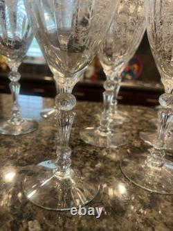Set Of 11 Vintage FOSTORIA Chintz 7 5/8 Inch Crystal Glasses