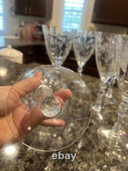 Set Of 11 Vintage FOSTORIA Chintz 7 5/8 Inch Crystal Glasses