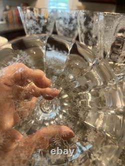 Set Of 11 Vintage FOSTORIA Chintz 7 5/8 Inch Crystal Glasses