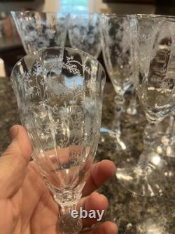 Set Of 11 Vintage FOSTORIA Chintz 7 5/8 Inch Crystal Glasses