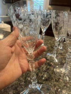 Set Of 11 Vintage FOSTORIA Chintz 7 5/8 Inch Crystal Glasses