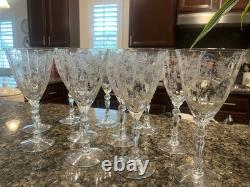 Set Of 11 Vintage FOSTORIA Chintz 7 5/8 Inch Crystal Glasses