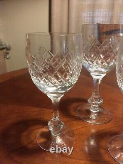 Set Of 12 Bohemian Cut Crystal Knob Stem Vintage Wine Glasses Diamond Strawberry