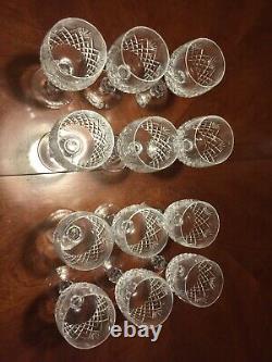 Set Of 12 Bohemian Cut Crystal Knob Stem Vintage Wine Glasses Diamond Strawberry