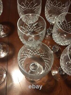 Set Of 12 Bohemian Cut Crystal Knob Stem Vintage Wine Glasses Diamond Strawberry