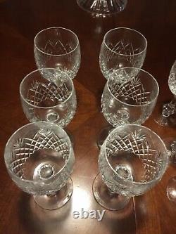 Set Of 12 Bohemian Cut Crystal Knob Stem Vintage Wine Glasses Diamond Strawberry