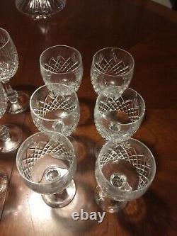 Set Of 12 Bohemian Cut Crystal Knob Stem Vintage Wine Glasses Diamond Strawberry