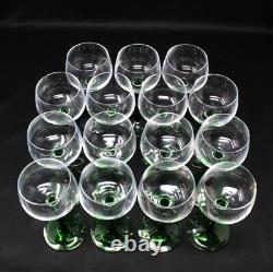 Set Of 15 Vintage Luminarc Rhine Wine Glasses Emerald Green Flared Stem France