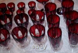 Set Of 26 Vintage Ruby Red Glasses