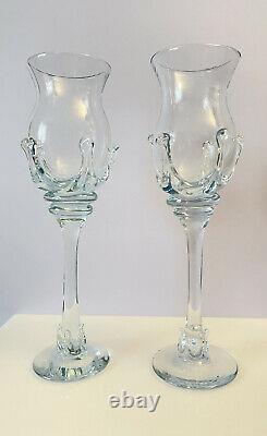 Set Of 2 Handblown Stemware Wine Glass Art Glass by Robert Deeble