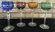 Set Of 4 Ajka Dinasty Cut To Clear Crystal Hock Wine Glasses Vintage Multi Color