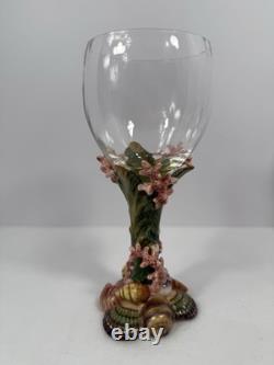 Set Of 4 Fitz & Floyd Oceana Vintage Wine Glasses, Rare Nautical Shell Coastal