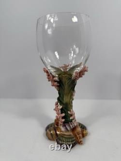 Set Of 4 Fitz & Floyd Oceana Vintage Wine Glasses, Rare Nautical Shell Coastal