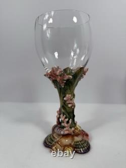 Set Of 4 Fitz & Floyd Oceana Vintage Wine Glasses, Rare Nautical Shell Coastal