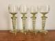 Set Of 4 Olive Green Glass Wine Goblets Or Roemers Etched Fritz Heckert
