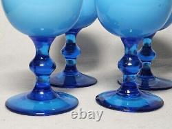 Set Of 4 Vintage Carlo Moretti Blue Cased Wine Glasses MCM WithLabel