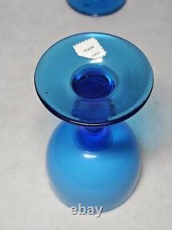 Set Of 4 Vintage Carlo Moretti Blue Cased Wine Glasses MCM WithLabel