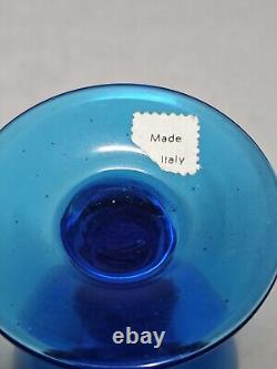 Set Of 4 Vintage Carlo Moretti Blue Cased Wine Glasses MCM WithLabel